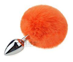 Анальная пробка с хвостом SKN-Z36 Orange ( размер XS )