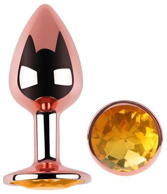 Анальная пробка с кристаллом EGZO - Rose Gold Round Plug Yellow size M