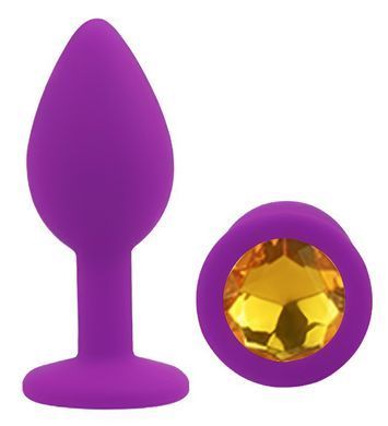 Силіконова анальна пробка EGZO - Silicone Purple Round Plug Yellow, size S