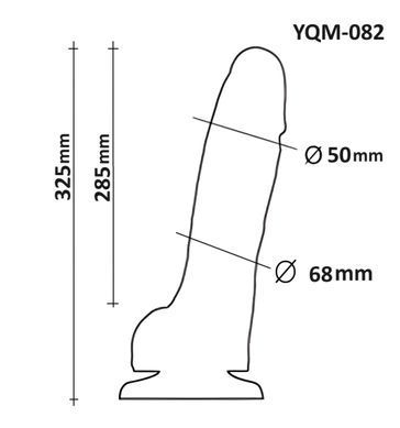 Фалоімітатор Супер Гігант з мошонкою на присосці OYO YQM-082 (довжина 32.5 см, діаметр 6.8 см)