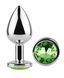 Анальная пробка с кристаллом EGZO - Silver Round Plug Green size S