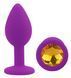 Силіконова анальна пробка EGZO - Silicone Purple Round Plug Yellow, size S