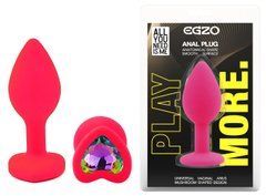 Силиконовая анальная пробка EGZO - Silicone Pink Heart Plug Rainbow, size S