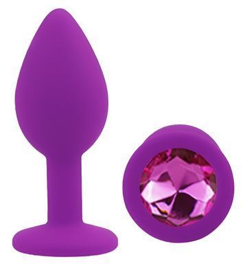 Силиконовая анальная пробка EGZO - Silicone Purple Round Plug Rose, size S
