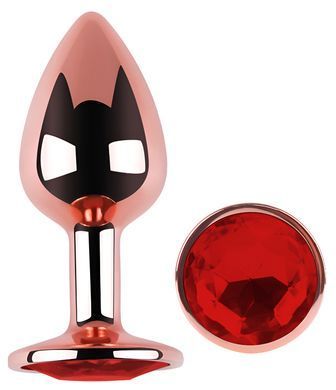 Анальна пробка з кристалом EGZO - Rose Gold Round Plug Red size M