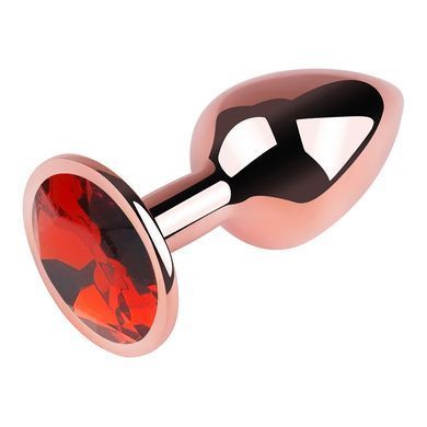 Анальна пробка з кристалом EGZO - Rose Gold Round Plug Red size M