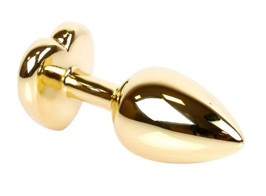 Анальна пробка з кристалом EGZO - Gold Heart Plug Aqua size M