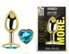 Анальна пробка з кристалом EGZO - Gold Heart Plug Aqua size M
