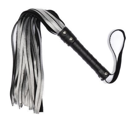 Флогер з натуральної шкіри Flirty Hard Leather - Black & Silver, BG-00036